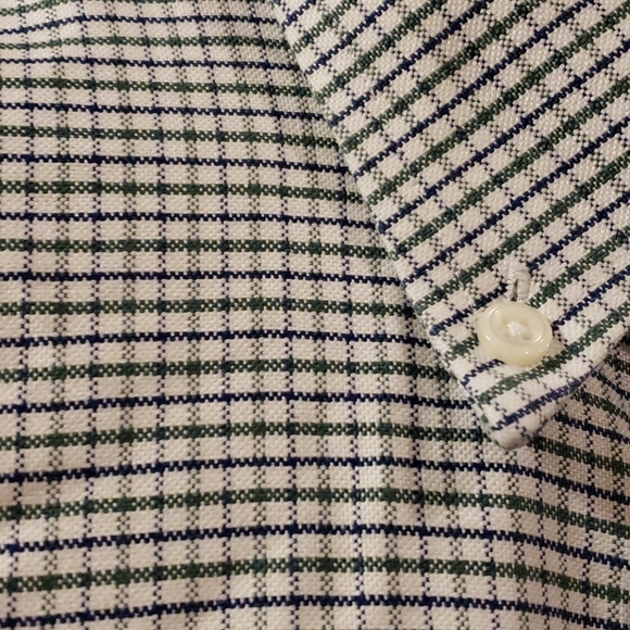 L.L.Bean green white blue checked heavy shirt - Picture 3 of 5